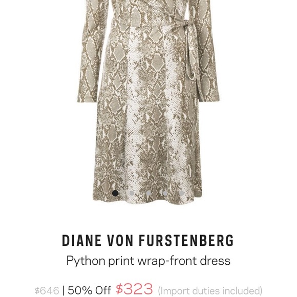 SOLD Diane Von Furstenberg Python Print Wrap Dress - Picture 2 of 3